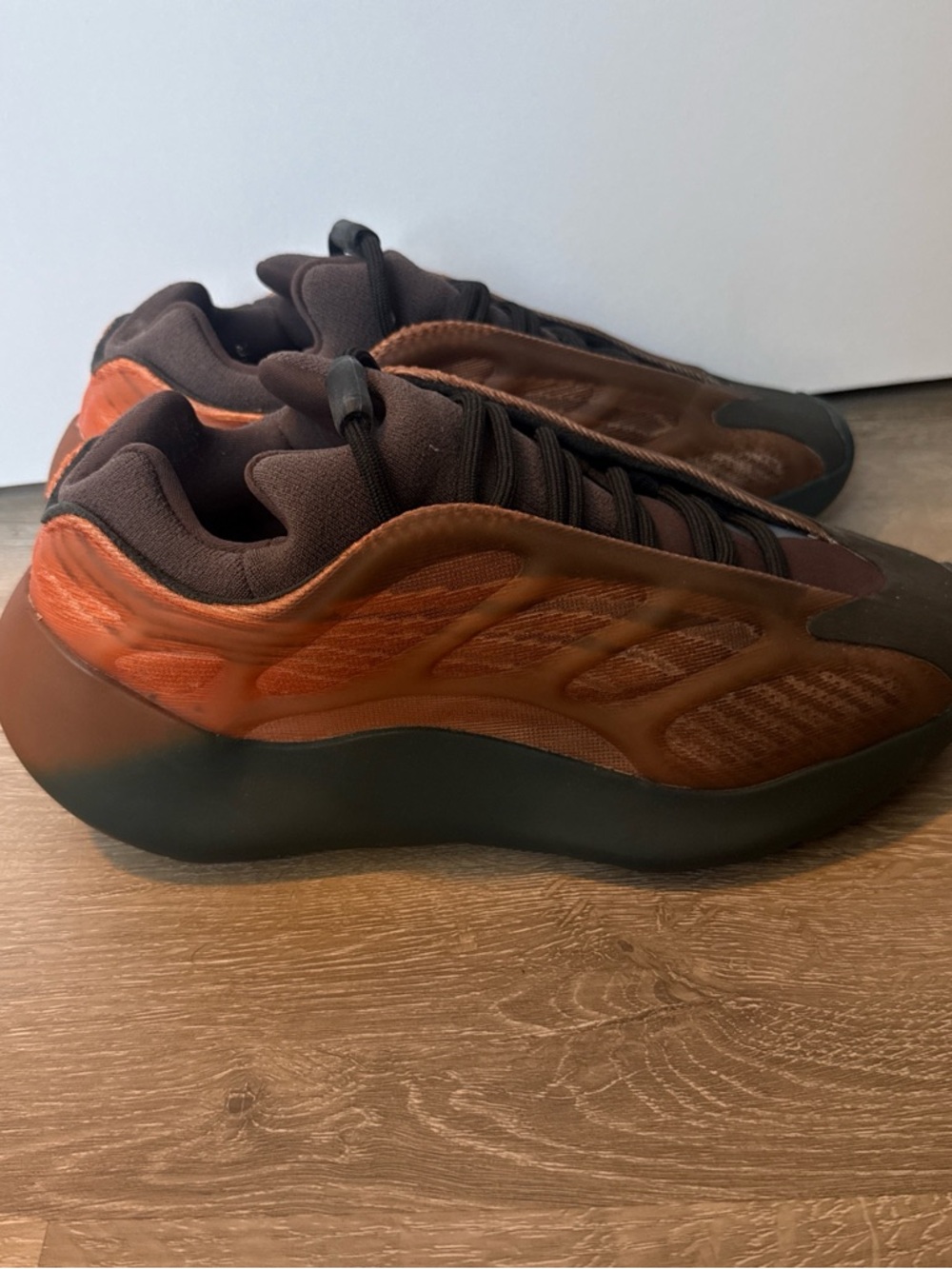 Yeezy Low-Profile Athletic Sneakers in Brown and Orange